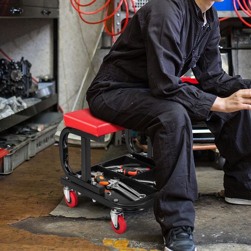 Tool Tray Rolling Stool for Mechanics,Creeper Seat on Swivel Wheels for Workshop — image 14
