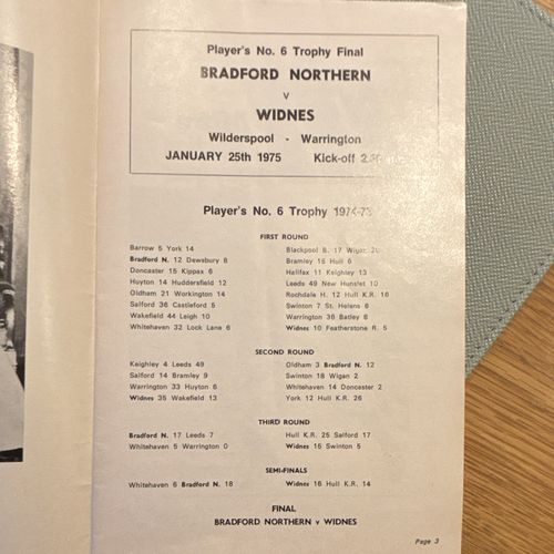 John Player No.6 Trophy Final Official Programme Bradford Northern v Widnes 1975 — image 4