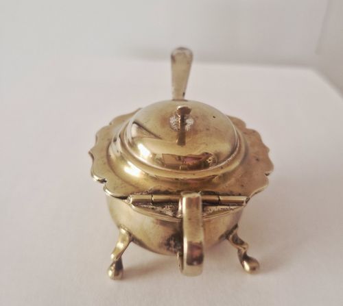 Pretty Little Silver Plate Mustard Pot, Glass Insert And Spoon — image 3