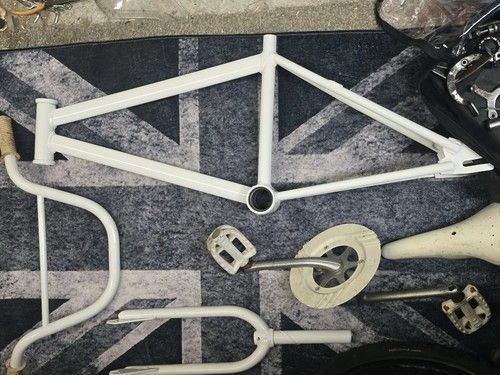 Raleigh 1980s BMX Bike Parts Lot Mag Burner Frame Forks Wheels Cranks Saddle