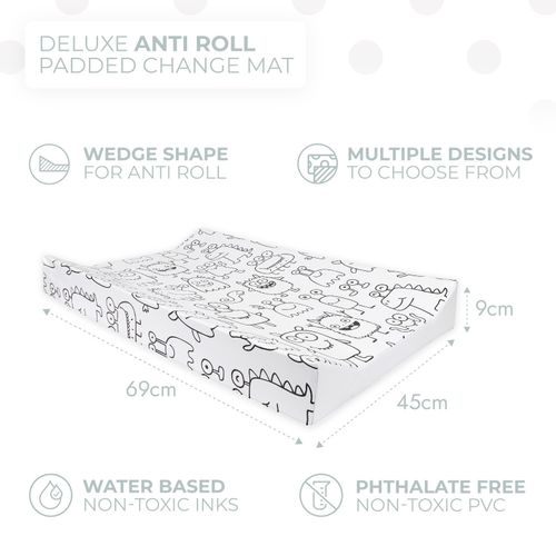 Anti Roll Changing Mat Monsters -  Padded Waterproof Soft & Wipe Clean — image 2