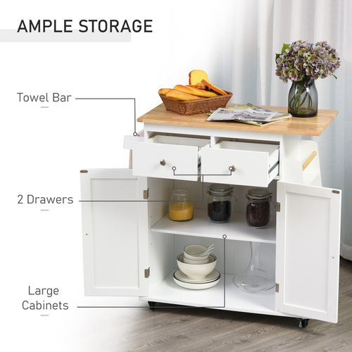 Kitchen Island Storage Cabinet Rolling Trolley with Wood Top, 3-Tier Spice Rack — image 7