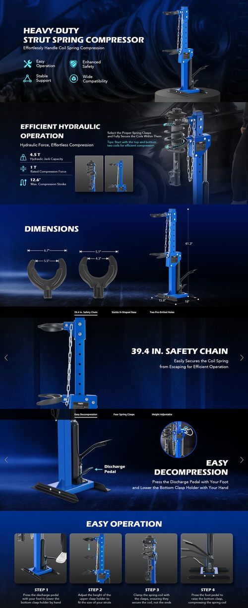 4500kg Hydraulic Auto Coil Strut Spring Compressor 4.5 Ton Adjustable Height  — image 11