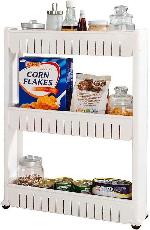 Slide Out Storage Tower Folding 3 Tier Rolling Castor Kitchen Trolley Spice Rack — image 7
