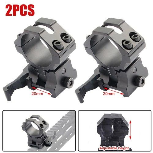 2Pcs Adjustable Center Height Scope Mount Rings 1''/30mm Base for 11mm/20mm Rail