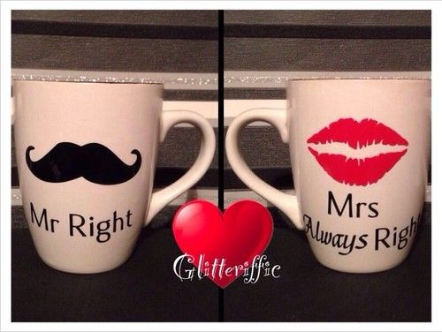 Mr Right Mrs Always Right Diy Vinyl Decal Stickers Wine Glass Mugs Wedding Gift