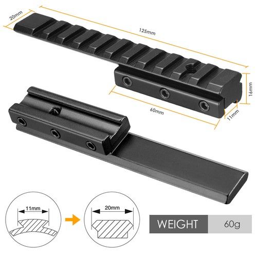 Scope Rail Adapter Mount 11mm to 20mm Dovetail Mount Base Picatinny Rail
