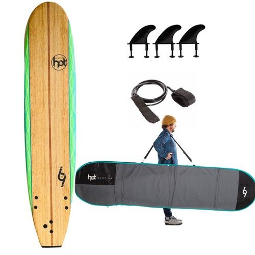 Surfboard - 9ft Beginners Longboard Hot Surf 69 Foam Soft Surfboard Package Deal