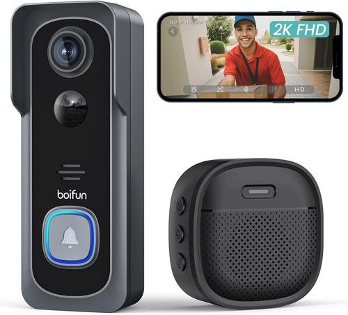 BOIFUN 2K HD Smart Video Doorbell Camera Wireless with Chime Immediate Alarm,UK