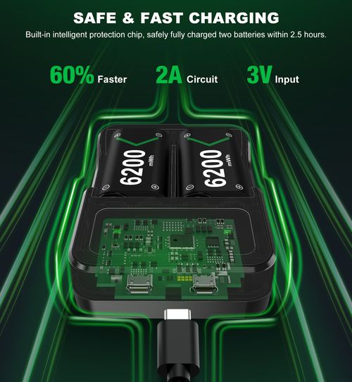 2*6200 mWh Rechargeable Controller Battery Pack for Xbox Series X|S/Xbox One — image 4
