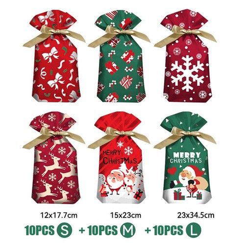 30x Christmas Sacks Drawstring Wrap Gift Party Bags Present Storage Reusable UK