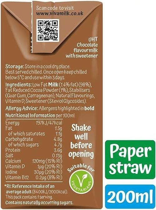 VIVA Chocolate Flavour Milk (27 x 200ml) — image 5