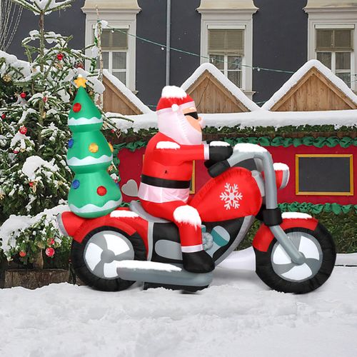 6FT Inflatable Santa Claus Riding Motorcycle Christmas Outdoor Garden LED Decora — image 7