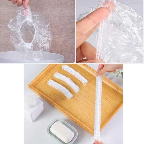 100 Pcs Disposable Shower Caps PE Waterproof Thickened Elastic Multi-use — image 2