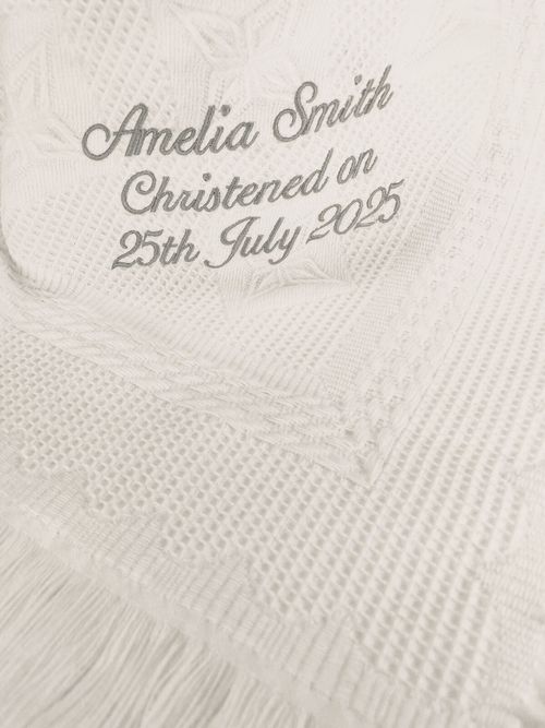 Personalised Christening Blanket, Baby Portuguese Shawl, Baptism Namesake Gift — image 6
