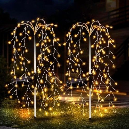 2/4Pcs Outdoor LED Solar Power Firework Garden Lights Starburst Tree Stake Lamp