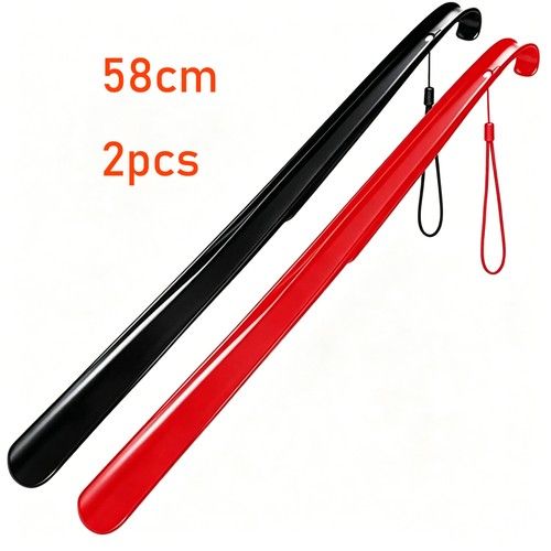 2pk Shoe Horn Extra Long Handled 23 inches 58cm (Black 1 & Red 1)