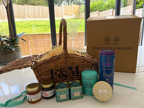 Fortnum & Mason Wicker Gift Hamper Set with Tea, Jam/Preserves & Shortbread