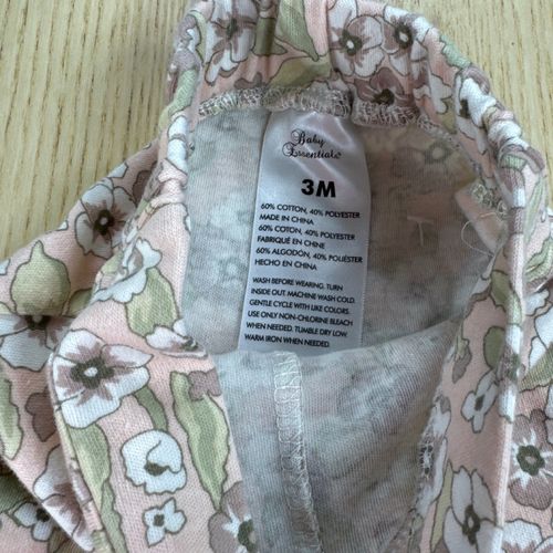 Baby Essentials Floral Bell Bottom Leggings Pink Sage Green Ruffle Pants 3M — image 2