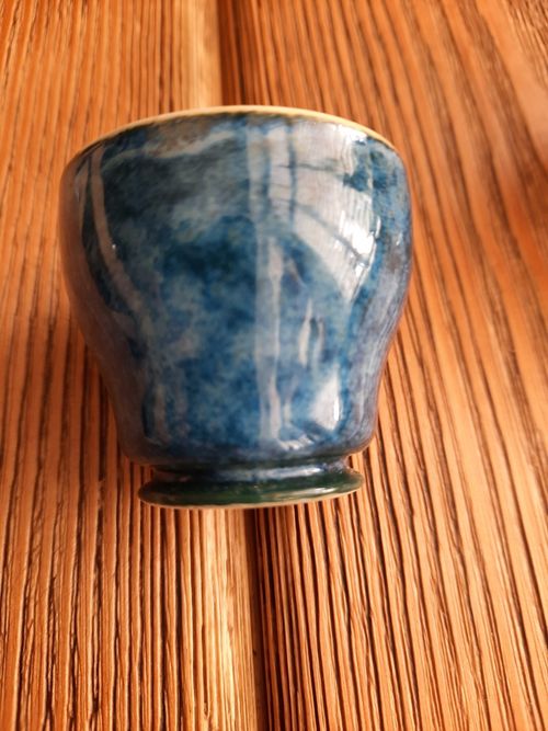 A. E. Jones Arts & Crafts Silver Mustard Pot With Spoon And Ruskin Pottery Liner — image 8