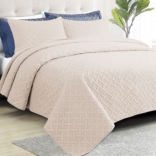 3 Pcs Quilted Reversible Bedspread Bed Throw Single Double King Size Bedding Set — image 4