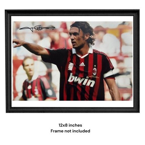Paolo Maldini Hand Signed AC Milan Legend Autograph A4 Photo PSA Approved, COA