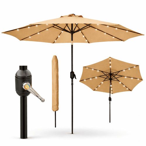 Garden Parasol Patio Table Umbrella Sun Shade Crank Handle Waterproof 2.7M