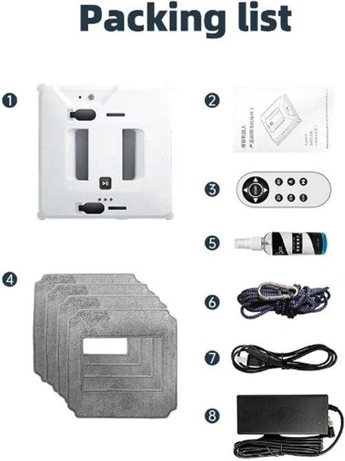 3000Pa Automatic Window Cleaner Robot Dual Sprayer Remote Control Safety Cable — image 11