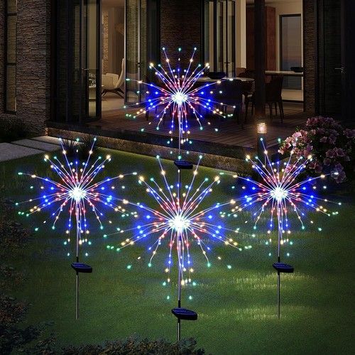 2/4PCS Solar Lights Outdoor Garden LED Solar Powered Firework Light Lamp DIY
