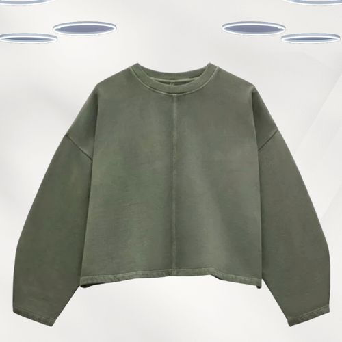 Ex Hush Women's Sweatshirt Green Long Sleeve Seam Detail Cotton (Defect) — image 1