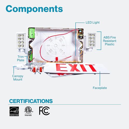 6 Pack LED Exit Sign Emergency Light–Hi Output RED Compact Combo UL 924 Listed — image 17