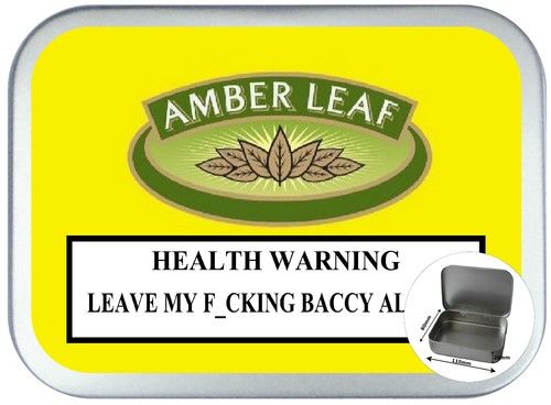 Amber Leaf 1oz Silver Hinged Tobacco Tin,50ml Stash Can, Bait Box. Pill Tin,