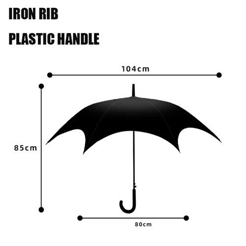 Black Gothic Umbrella Long Handle UV Protection Sun Rain Parasol Men Women