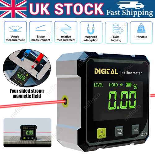 360° Magnetic Digital Angle Gauge Finder With Laser Inclinometer Level Meter UK — image 1