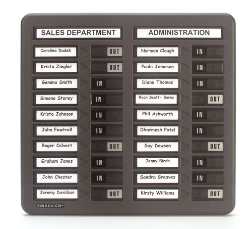 Staff In Out Attendance / Fire Drill Board 20 Names — image 1