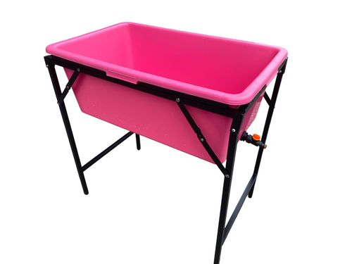 90L Pink Dog Bath with Stand & Drain Valve – Foldable Pet Washing Tub — image 9