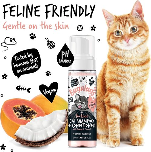 No Rinse Cat Shampoo Grooming Bugalugs Brush Through Conditioner Papaya Coconut — image 6