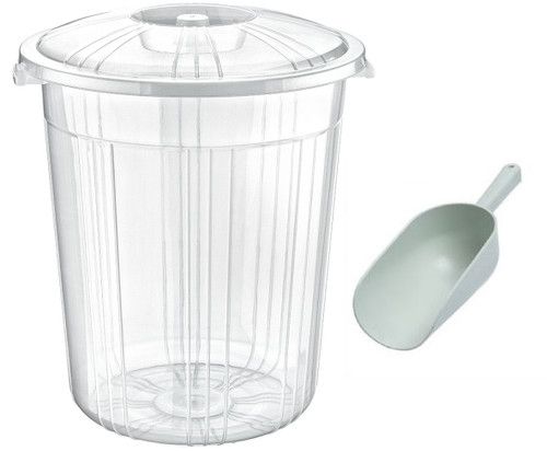 Clear Plastic Bin Kitchen Food Flour Storage Animal Feed Pet Food Box + SCOOP