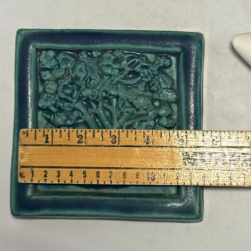 Pewabic Detroit Tile Tree Willow Oak Aqua 6” Square — image 6