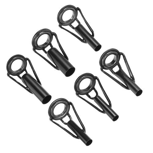 6pcs 3.0-6.5mm Fishing Rod Tip Repair Kit Stainless Steel Ring Guide Black