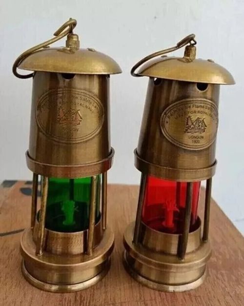 Antique Maritime Lantern Minor 2 Brass Lamp Nautical Ship Light Oil Pieces Boat