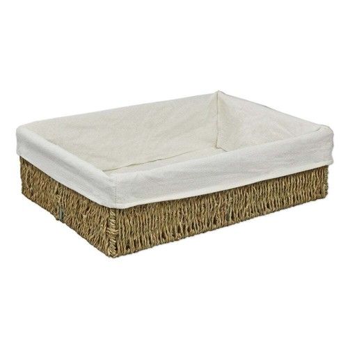 Seagrass Lined Storage Basket Empty Gift Hamper Shallow Tray Woven Wicker Home