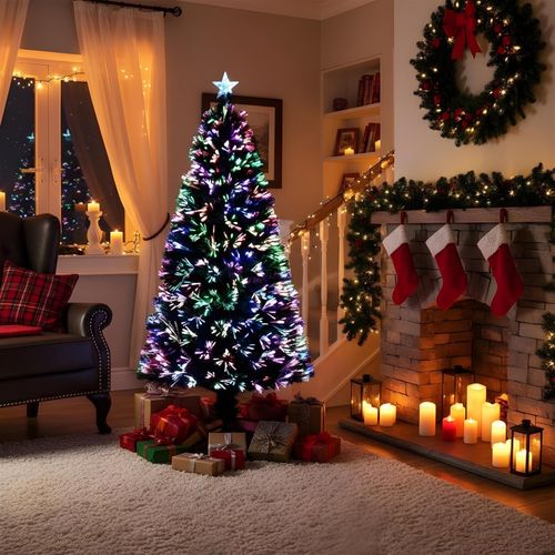 7FT Pre-Lit Christmas Tree Green Fiber Optic LED Lights Xmas Home Holiday Decor — image 3