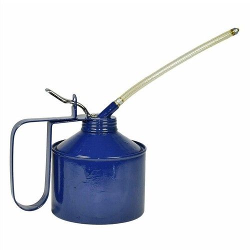 1.5  PINT OIL CAN GARAGE WORKSHOP THUMB PUMP ACTION LEVER OILER FLEXIBLE SPOUT