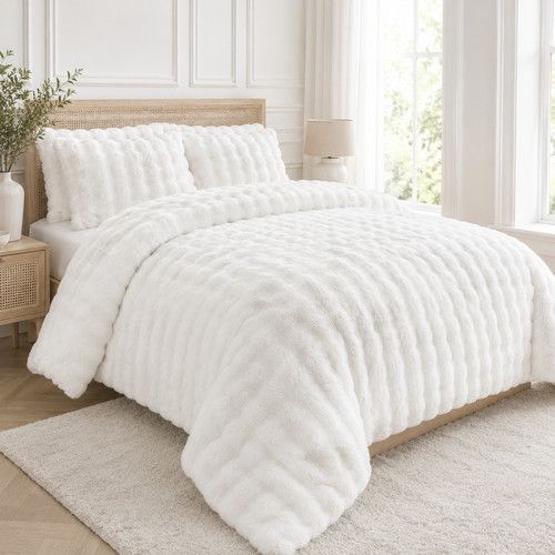 Luxury Teddy Fleece Bedding Set  Soft Warm Fluffy Duvet Cover & pillowcases