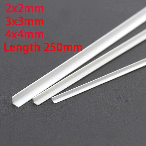 L-Type ABS Bar Tube Styrene Plastic Rod 250mm DIY Model Building 2mm 3mm 4mm