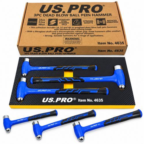 US PRO 3pc Dead Blow Ball Pein Hammer Set 16oz 32oz 48oz Fibreglass - 4635 — image 1