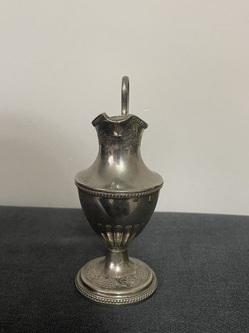 Silver Plate Grape Vine Pattern Pedestal Cream Jug/Pitcher Antique Style — image 4