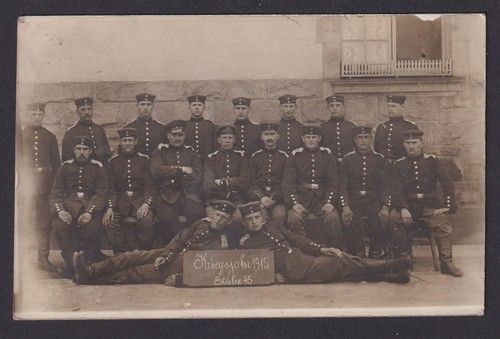 Postcard Soldiers Group Parlor 45 War Year 1915 II Recruits Regiment No.3
