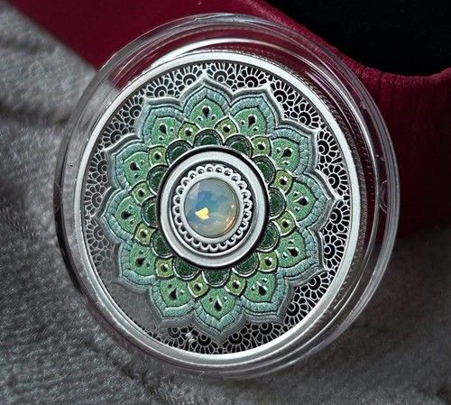 October Birthstone 1/4 oz .9999 Silver Coin with Swarovski® Crystal Box & COA